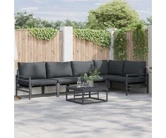 Sodo Sofų Rinkinys su pagalve 6 pcs Juoda Plienas
