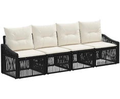 Lauko baldų komplektas Sodo Sofų Rinkinys 4 pcs Juoda poliratanas