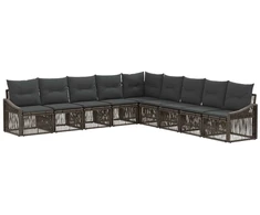 Lauko baldų komplektas Sodo Sofų Rinkinys 9 pcs Pilka poliratanas