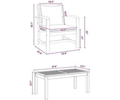 Lauko baldų komplektas Sodo Sofų Rinkinys 5 pcs Natūrali Kieto teka medžio