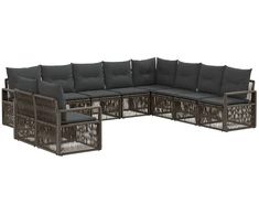 Lauko baldų komplektas Sodo Sofų Rinkinys 10 pcs Pilka poliratanas