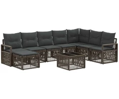 Lauko baldų komplektas Sodo Sofų Rinkinys 9 pcs Pilka poliratanas
