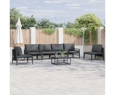 Sodo Sofų Rinkinys su pagalve 7 pcs Juoda Plienas