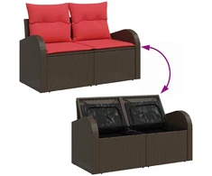 Lauko baldų komplektas Sodo Sofų Rinkinys su pagalve 5 pcs Ruda poliratanas