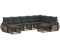 Lauko baldų komplektas Sodo Sofų Rinkinys 9 pcs Pilka poliratanas