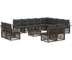 Lauko baldų komplektas Sodo Sofų Rinkinys 13 pcs Pilka poliratanas