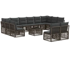 Lauko baldų komplektas Sodo Sofų Rinkinys 13 pcs Pilka poliratanas