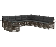 Lauko baldų komplektas Sodo Sofų Rinkinys 11 pcs Pilka poliratanas