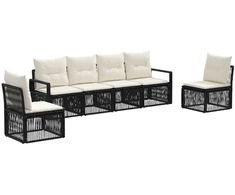 Lauko baldų komplektas Sodo Sofų Rinkinys 6 pcs Juoda poliratanas