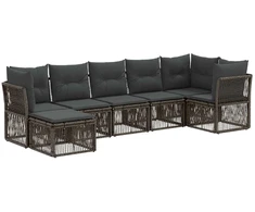 Lauko baldų komplektas Sodo Sofų Rinkinys 7 pcs Pilka poliratanas