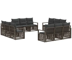 Lauko baldų komplektas Sodo Sofų Rinkinys 12 pcs Pilka poliratanas