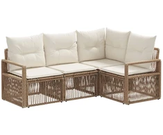 Lauko baldų komplektas Sodo Sofų Rinkinys 4 pcs Smėlio poliratanas