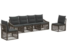 Lauko baldų komplektas Sodo Sofų Rinkinys 6 pcs Pilka poliratanas