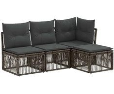 Lauko baldų komplektas Sodo Sofų Rinkinys 4 pcs Pilka poliratanas