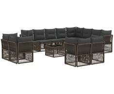 Lauko baldų komplektas Sodo Sofų Rinkinys 13 pcs Pilka poliratanas