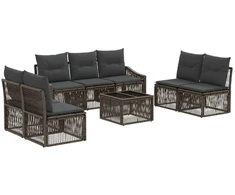 Lauko baldų komplektas Sodo Sofų Rinkinys 8 pcs Pilka poliratanas