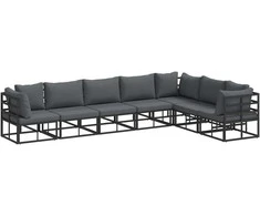 Sodo Sofų Rinkinys su pagalve 7 pcs Juoda Aliuminis