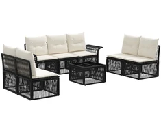 Lauko baldų komplektas Sodo Sofų Rinkinys 8 pcs Juoda poliratanas