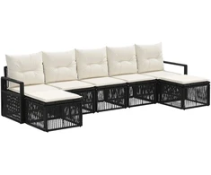 Lauko baldų komplektas Sodo Sofų Rinkinys 7 pcs Juoda poliratanas