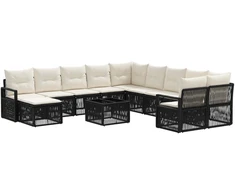 Lauko baldų komplektas Sodo Sofų Rinkinys 12 pcs Juoda poliratanas