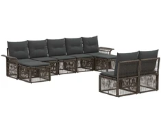 Lauko baldų komplektas Sodo Sofų Rinkinys 9 pcs Pilka poliratanas