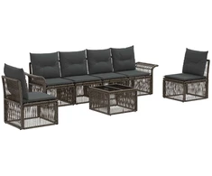 Lauko baldų komplektas Sodo Sofų Rinkinys 7 pcs Pilka poliratanas