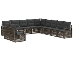 Lauko baldų komplektas Sodo Sofų Rinkinys 11 pcs Pilka poliratanas