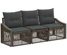 Lauko baldų komplektas Sodo Sofų Rinkinys 3 pcs Pilka poliratanas