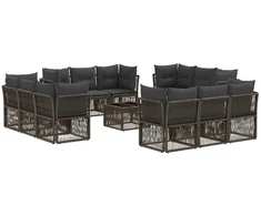 Lauko baldų komplektas Sodo Sofų Rinkinys 13 pcs Pilka poliratanas