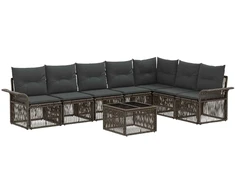 Lauko baldų komplektas Sodo Sofų Rinkinys 8 pcs Pilka poliratanas