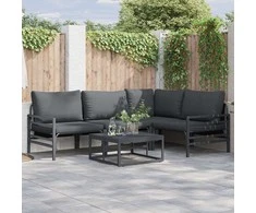 Sodo Sofų Rinkinys su pagalve 4 pcs Juoda Plienas