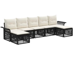 Lauko baldų komplektas Sodo Sofų Rinkinys 7 pcs Juoda poliratanas