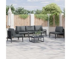Sodo Sofų Rinkinys su pagalve 5 pcs Juoda Plienas