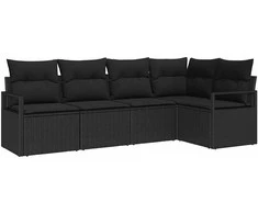 Lauko baldų komplektas Sofos komplektas 5 pcs Juoda poliratanas