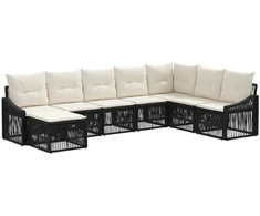 Lauko baldų komplektas Sodo Sofų Rinkinys 8 pcs Juoda poliratanas