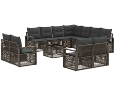 Lauko baldų komplektas Sodo Sofų Rinkinys 12 pcs Pilka poliratanas