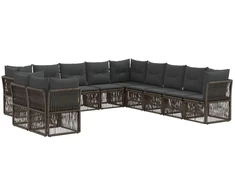 Lauko baldų komplektas Sodo Sofų Rinkinys 11 pcs Pilka poliratanas