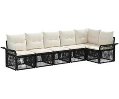 Lauko baldų komplektas Sodo Sofų Rinkinys 6 pcs Juoda poliratanas