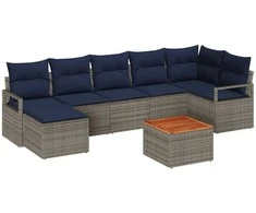 Lauko baldų komplektas Sodo Sofų Rinkinys su pagalve 8 pcs Pilka poliratanas