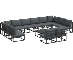 Sodo Sofų Rinkinys su pagalve 13 pcs Juoda Aliuminis
