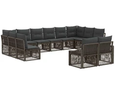 Lauko baldų komplektas Sodo Sofų Rinkinys 12 pcs Pilka poliratanas