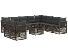 Lauko baldų komplektas Sodo Sofų Rinkinys 11 pcs Pilka poliratanas