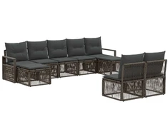 Lauko baldų komplektas Sodo Sofų Rinkinys 9 pcs Pilka poliratanas