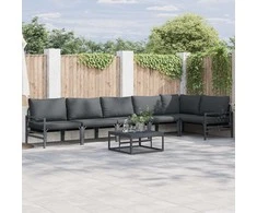 Sodo Sofų Rinkinys su pagalve 6 pcs Juoda Plienas