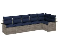 Lauko baldų komplektas Sodo Sofų Rinkinys su saugykla 6 pcs Pilka poliratanas