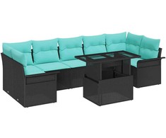 Lauko baldų komplektas Sodo Sofų Rinkinys su pagalve 8 pcs Juoda Poli ratanas