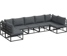 Sodo Sofų Rinkinys su pagalve 7 pcs Juoda Aliuminis