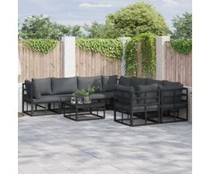 Sodo Sofų Rinkinys su pagalve 8 pcs Juoda Plienas