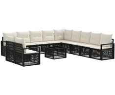 Lauko baldų komplektas Sodo Sofų Rinkinys 12 pcs Juoda poliratanas