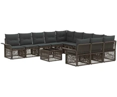 Lauko baldų komplektas Sodo Sofų Rinkinys 12 pcs Pilka poliratanas